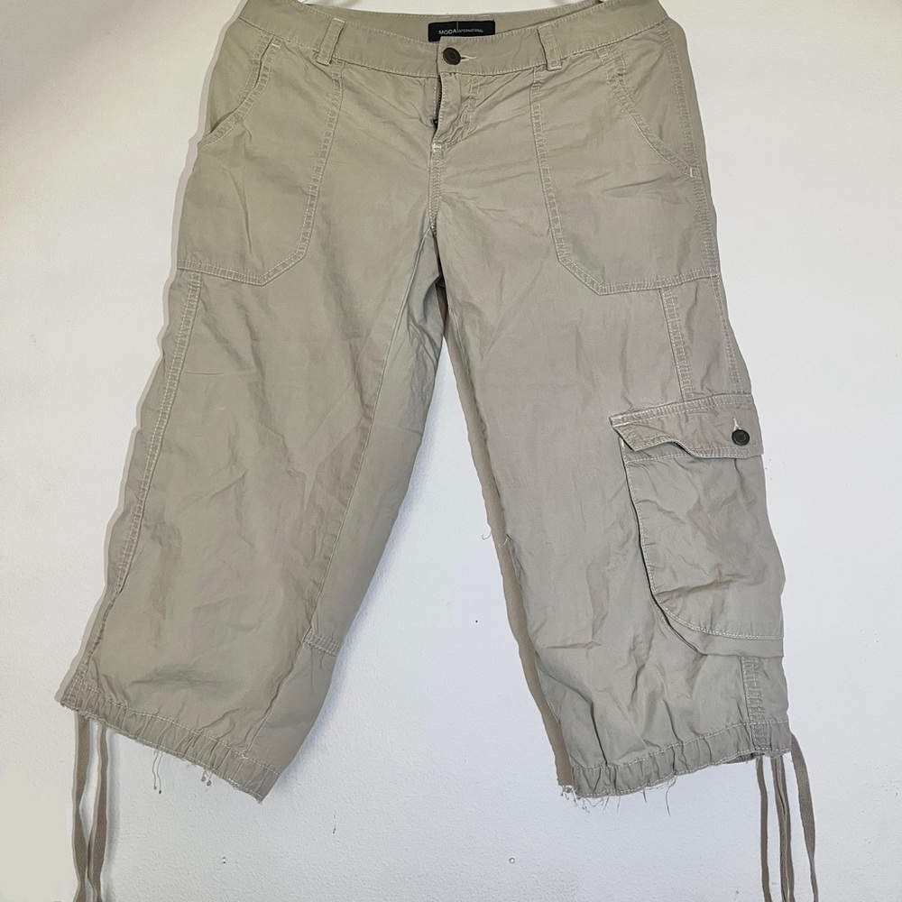 Moda International Beige Cargo Capris